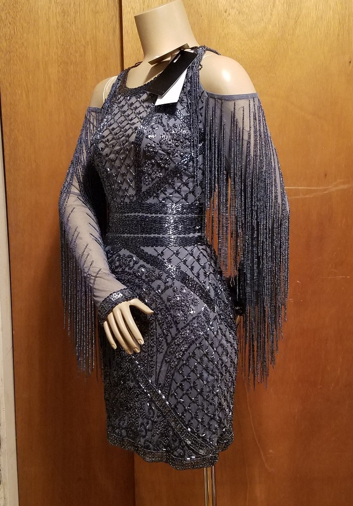Alberto Makali Beaded Dress Gray